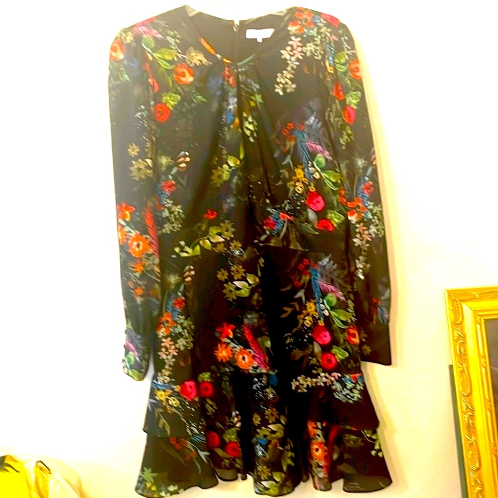 Parker Silk Saks 5th Ave Ruffle Dress Sz L(12-14)